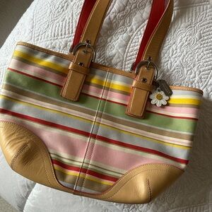 Coach Multicolor Striped Tote Bag
